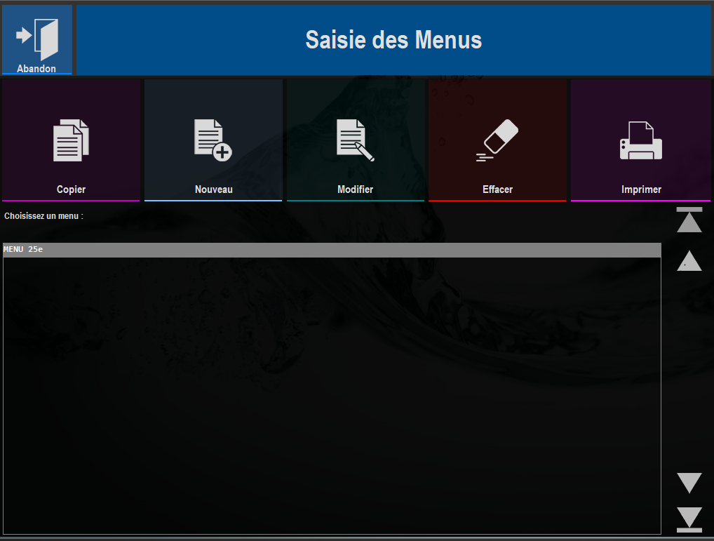 Saisie d'un menu