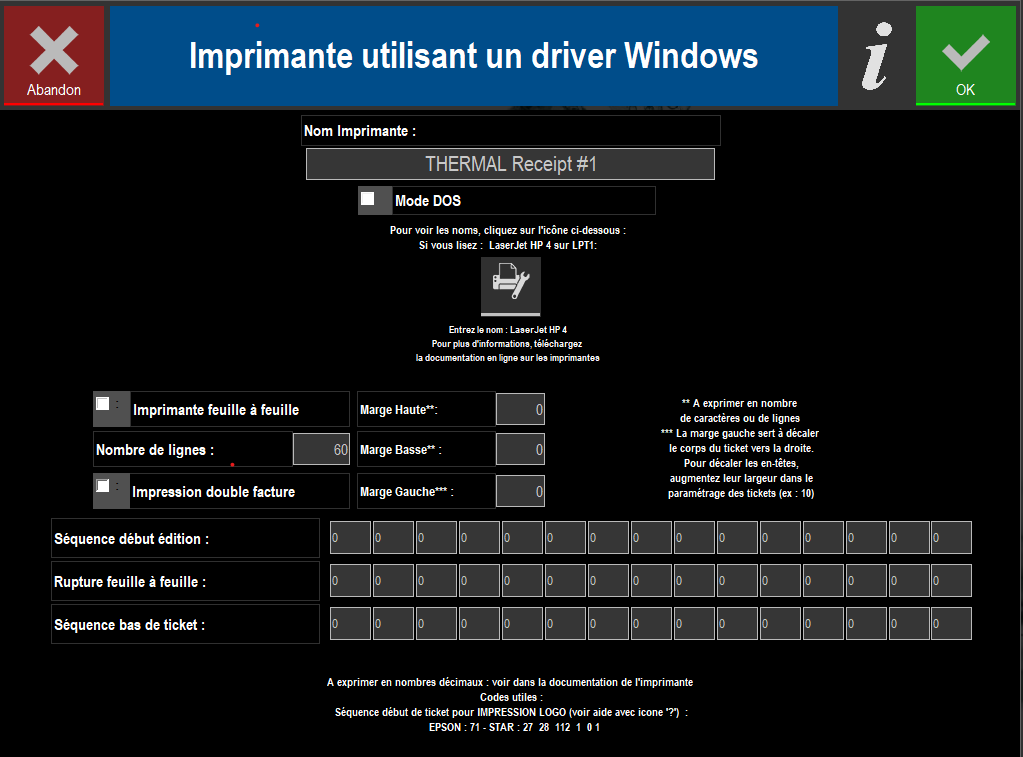 Paramétrer un ticket