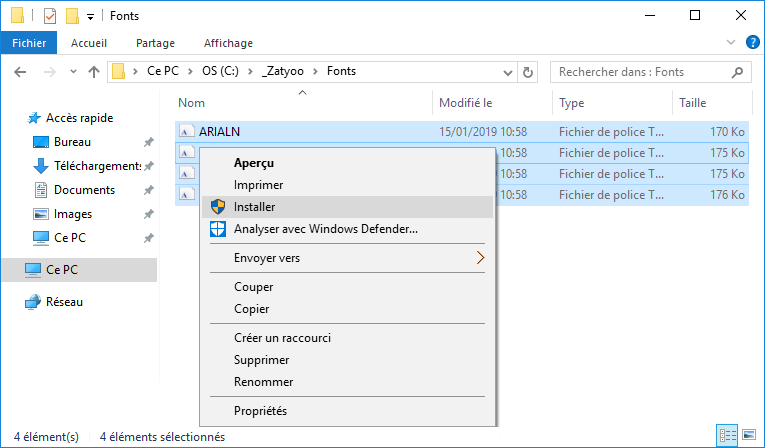 Installer les polices 1