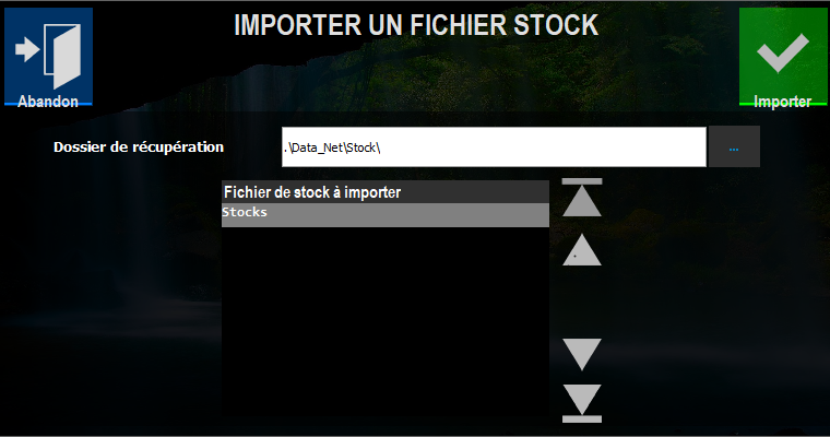 fichier des stocks pour importer une carte