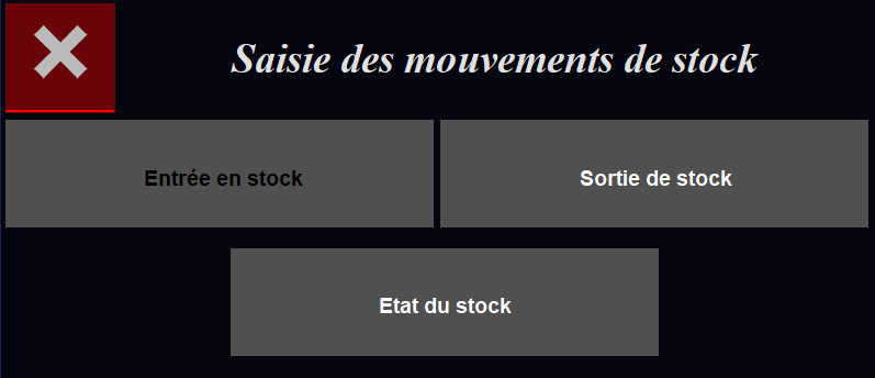 écran saisie des mouvements de stock